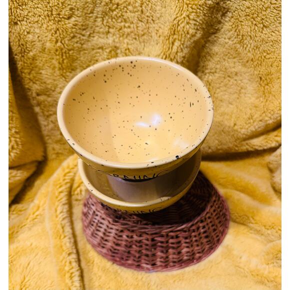 Rae Dunn Black Speckled Design Cereal Bowls Color Yellow set of 2 By Magenta - Picture 3 of 5